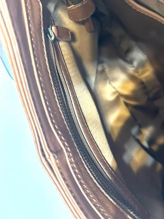 New Super Soft  Woven Leather Crossbody Bag - Tan/Brown - Picture 7 of 13